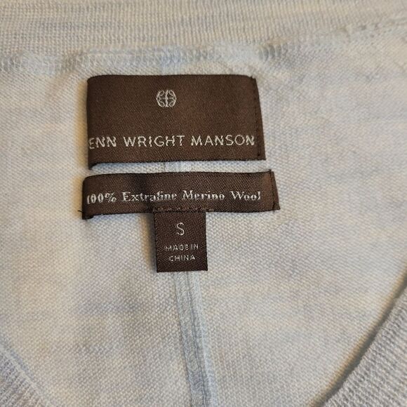 Fenn Wright Manson Pale Blue Merino Wool Vneck Sweater Women's Small - Picture 8 of 11
